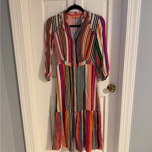 Vilagallo Colorful Striped Long Sleeve Dress